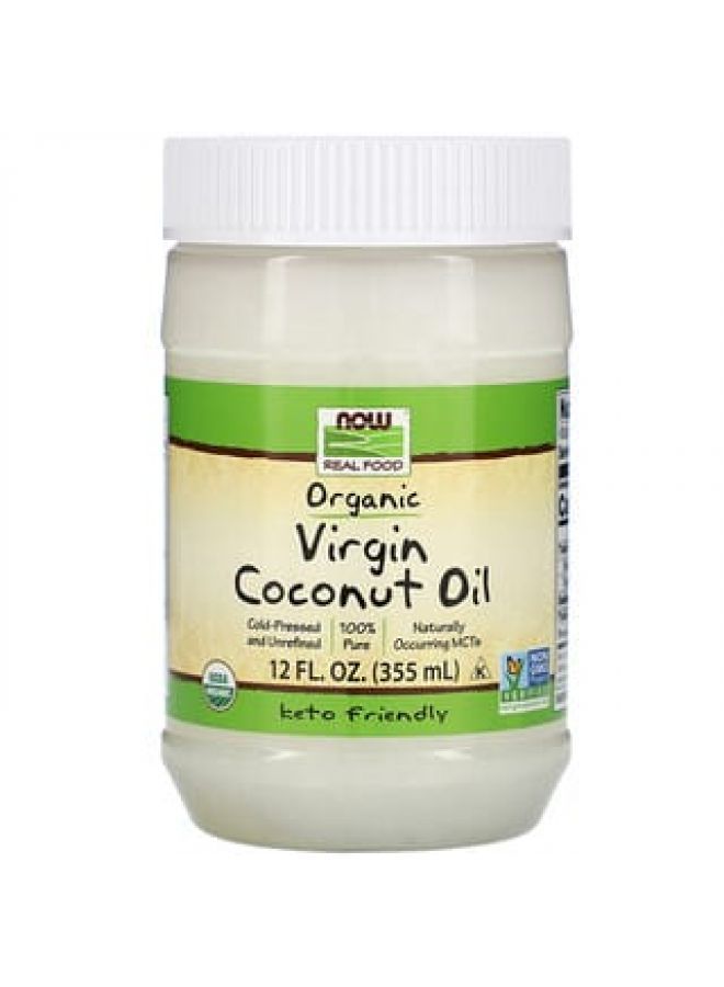 Now Foods NOW Foods, Real Food, Organic Virgin Coconut Oil, 12 fl oz (355 ml)  - Image 2