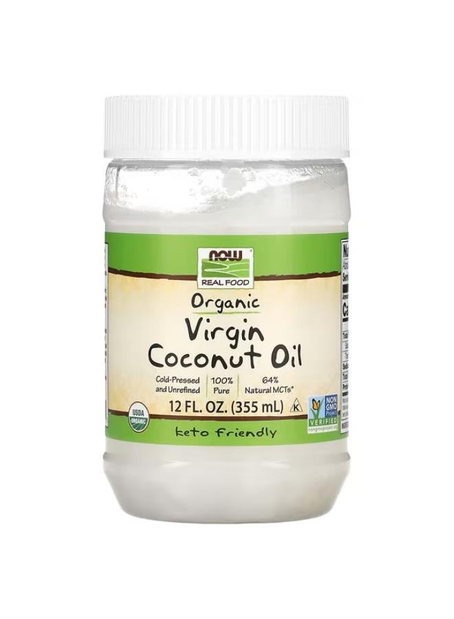 Now Foods NOW Foods, Real Food, Organic Virgin Coconut Oil, 12 fl oz (355 ml)  - Image 1