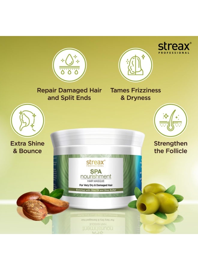 Streax Professional Spa Nourishment Hair Masque For Women|For Very Dry & Damaged Hair|With Olive Oil & Shea Butter|Moisturises, Revitalizes & Helps Strengthen Chemically Treated Hair|200G,1 Count - Image 3