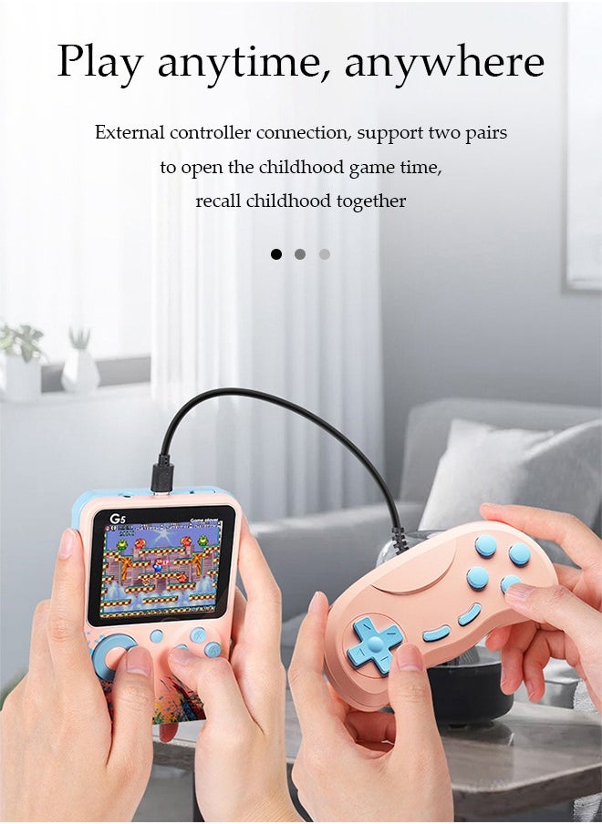 DUNISO - Handheld game console, 3.0 inch high definition color screen portable game console, built-in 500 classic games, 1000mAh rechargeable, can connect to TV and controller, pink - Image 1