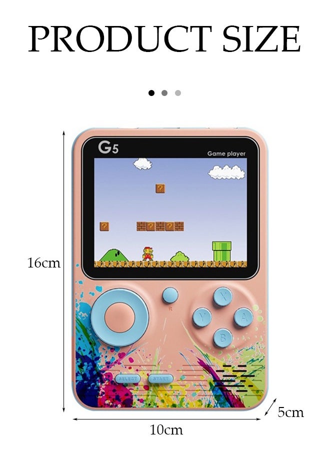 DUNISO - Handheld game console, 3.0 inch high definition color screen portable game console, built-in 500 classic games, 1000mAh rechargeable, can connect to TV and controller, pink - Image 1