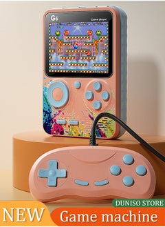 Handheld game console, 3.0 inch high definition color screen portable game console, built-in 500 classic games, 1000mAh rechargeable, can connect to TV and controller, pink