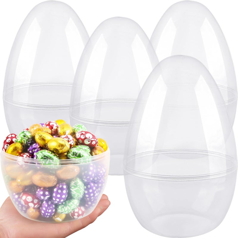 Restroma 4 Pack 10 Inch Giant Clear Easter Eggs Large Empty Easter Eggs Plastic Egg for Easter Party Hunt Stuffers - Image 3
