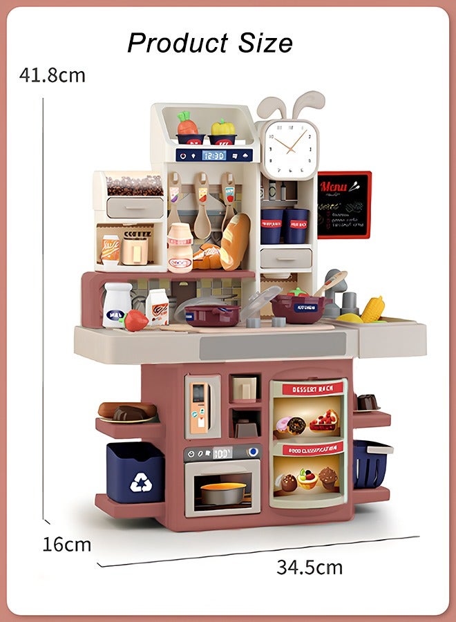 كويفلوكس مجموعة ألعاب مطبخ للأطفال، مجموعة ألعاب مطبخ للأطفال الصغار مع تأثيرات ضوئية وصوتية، مكونات، أدوات مائدة، حوض لعب، مجموعة ألعاب مطبخ تظاهرية أنيقة مكونة من 36 قطعة، مجموعة ألعاب تظاهرية مناسبة للعب في الأماكن المغلقة والمفتوحة، لون أحمر - Image 2