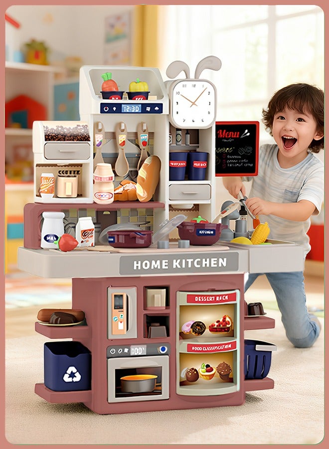 كويفلوكس مجموعة ألعاب مطبخ للأطفال، مجموعة ألعاب مطبخ للأطفال الصغار مع تأثيرات ضوئية وصوتية، مكونات، أدوات مائدة، حوض لعب، مجموعة ألعاب مطبخ تظاهرية أنيقة مكونة من 36 قطعة، مجموعة ألعاب تظاهرية مناسبة للعب في الأماكن المغلقة والمفتوحة، لون أحمر - Image 3