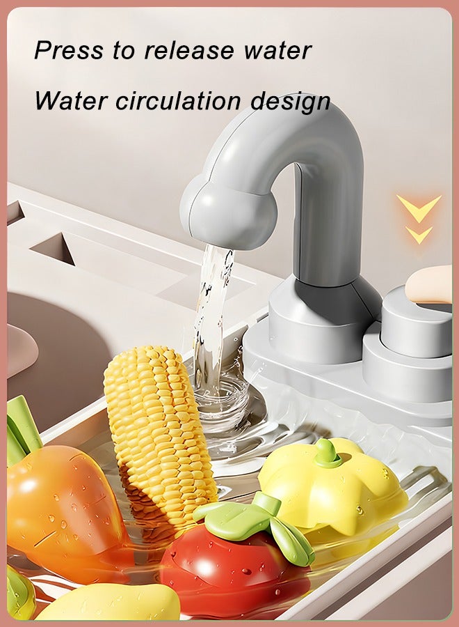 كويفلوكس مجموعة ألعاب مطبخ للأطفال، مجموعة ألعاب مطبخ للأطفال الصغار مع تأثيرات ضوئية وصوتية، مكونات، أدوات مائدة، حوض لعب، مجموعة ألعاب مطبخ تظاهرية أنيقة مكونة من 36 قطعة، مجموعة ألعاب تظاهرية مناسبة للعب في الأماكن المغلقة والمفتوحة، لون أحمر - Image 5