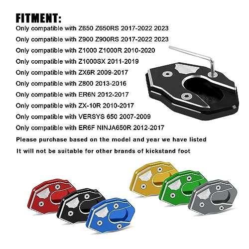 COBIKE Motorcycle Kickstand Extender Foot Side Stand Extension Pad Support Plate Replacement for Kawasaki Z650 Z900 Z900RS Z1000 Z1000SX ER-6N ZX6R ZX10R NINJA650R(Black) - Image 4