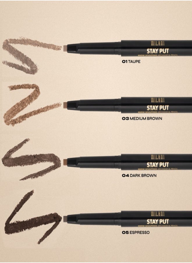 MILANI - Milani Stay Put Brow Sculpting Mechanical Pencil – Taupe (0.28g) | Precision Tip, Built-In Spoolie, Long-Lasting & Smudge-Proof - Image 1