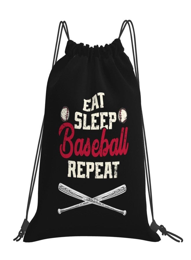 AIMASTZ Eat Sleep Baseball Repeat Unisex Drawstring Backpack Bag Sport Gym Swim Travel Sackpack - Image 1