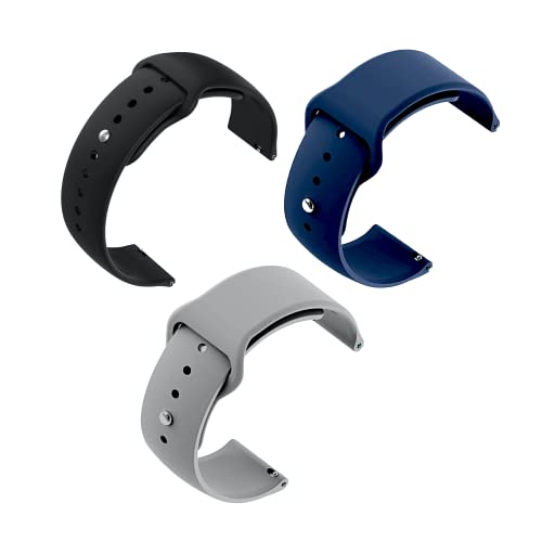 NOTYEX Soft Silicone Strap Replacement Band for Apple || Realme || Boat || Noise || Fireboltt || Amazfit || Samsung || Oneplus Smart Watch Straps (BLACK/BLUE/GREY, 22MM) - Image 1