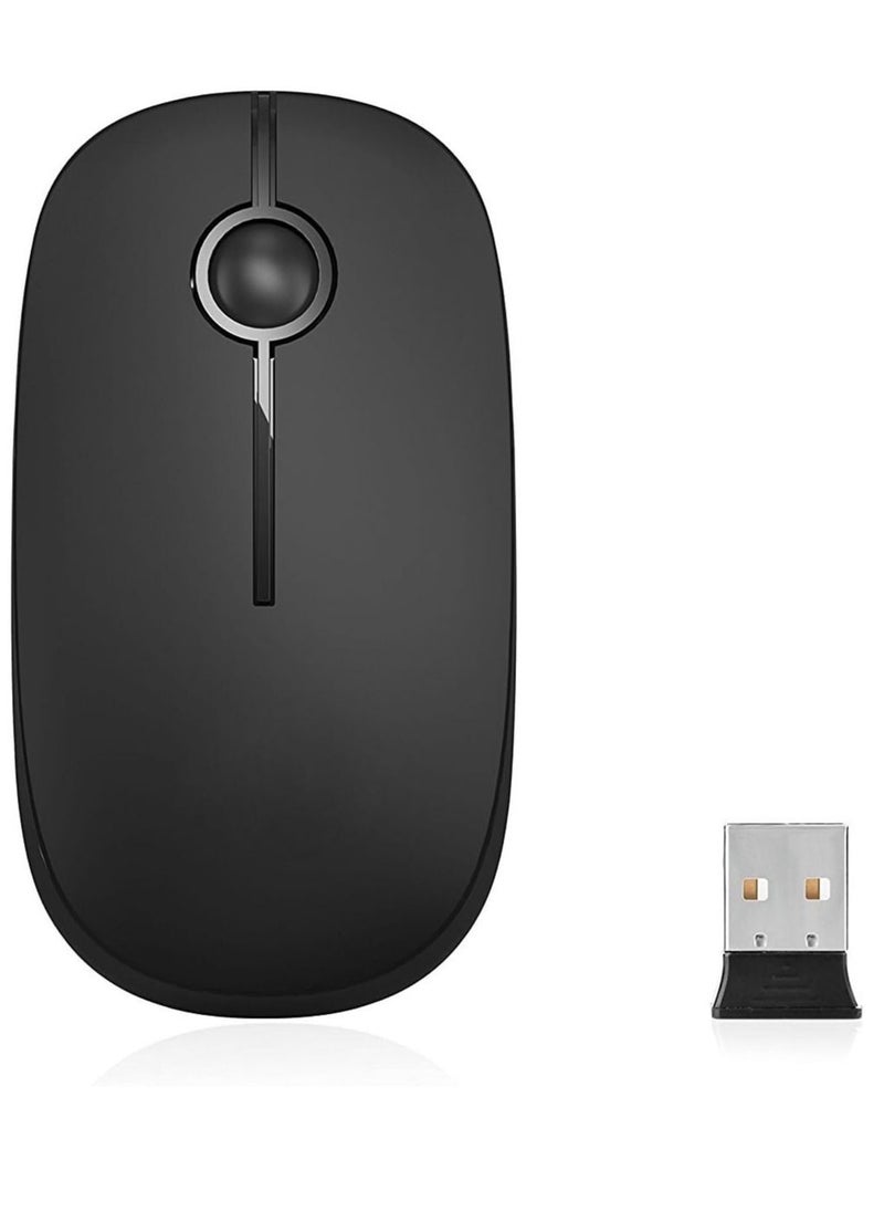 Generic - Wireless Mouse, 2.4G Slim Portable Computer Mice with Nano Receiver for Notebook, PC, Laptop, Computer (Black) - Image 1