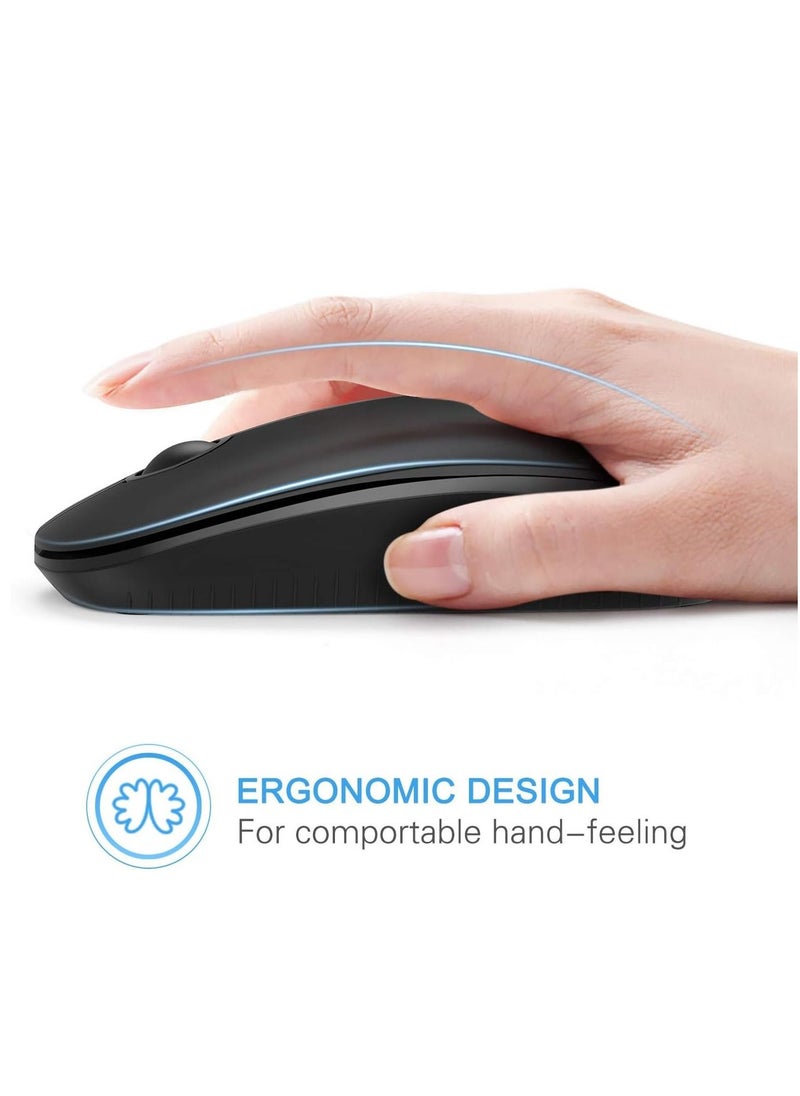 Generic - Wireless Mouse, 2.4G Slim Portable Computer Mice with Nano Receiver for Notebook, PC, Laptop, Computer (Black) - Image 1