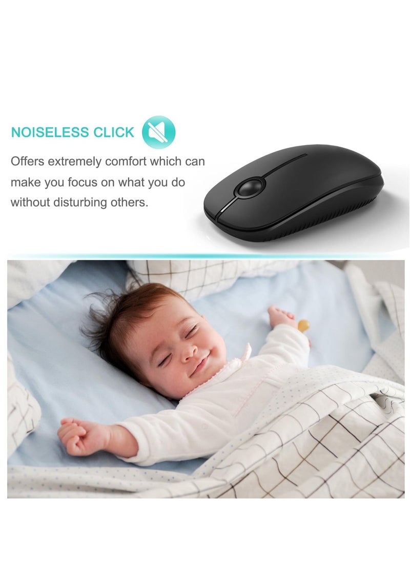 Generic - Wireless Mouse, 2.4G Slim Portable Computer Mice with Nano Receiver for Notebook, PC, Laptop, Computer (Black) - Image 1