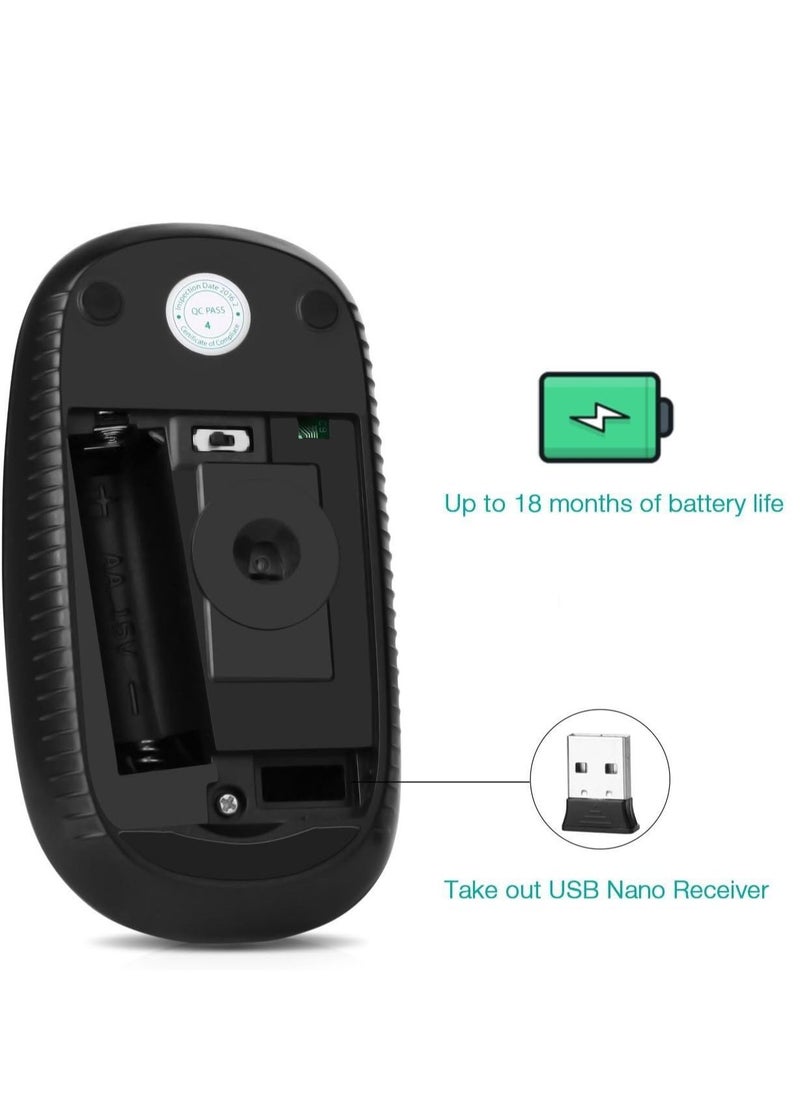 Generic - Wireless Mouse, 2.4G Slim Portable Computer Mice with Nano Receiver for Notebook, PC, Laptop, Computer (Black) - Image 1