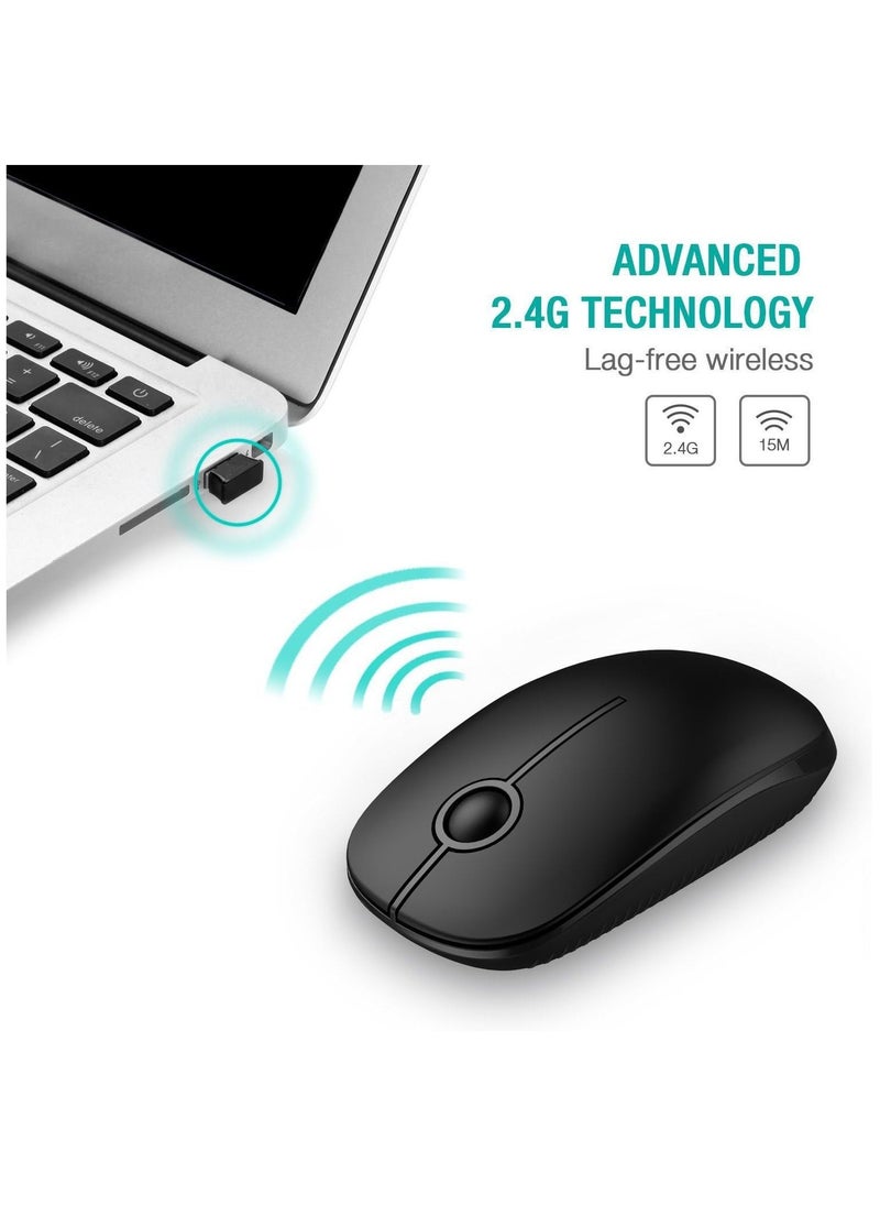 Generic - Wireless Mouse, 2.4G Slim Portable Computer Mice with Nano Receiver for Notebook, PC, Laptop, Computer (Black) - Image 1