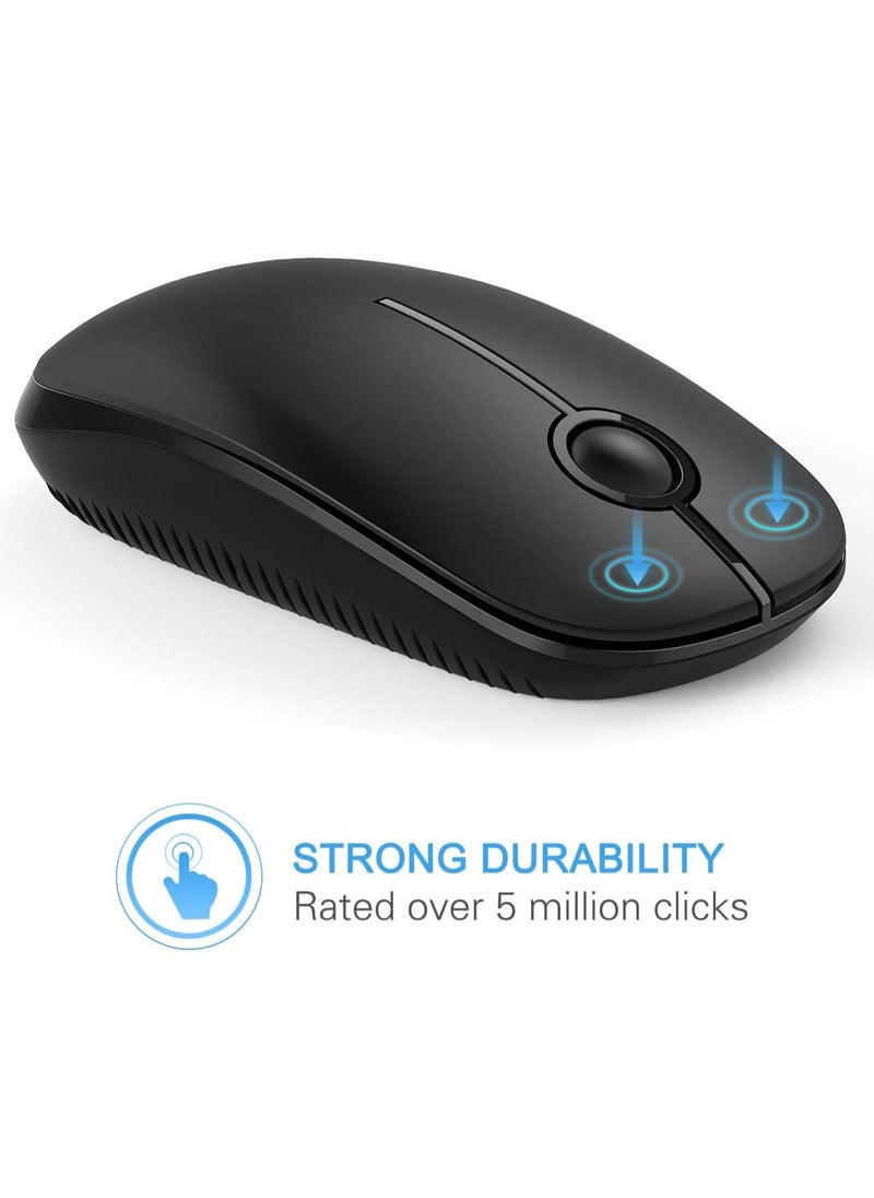 Generic - Wireless Mouse, 2.4G Slim Portable Computer Mice with Nano Receiver for Notebook, PC, Laptop, Computer (Black) - Image 1