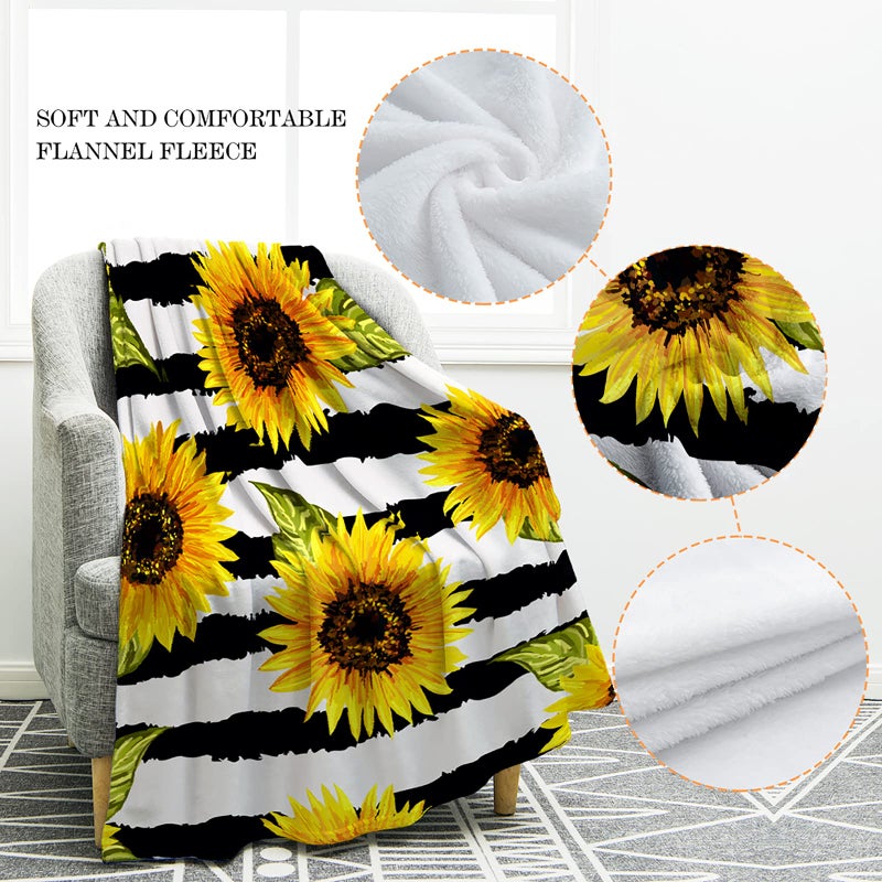 Jekeno Sunflower Gifts Blanket for Women Girls  Sunflowers Decor Gifts for Sunflower Lovers Adult Kids  Christmas Birthday Valentine's Day Sunflower Throw Decoration for Home Living Room Bed Couch - Image 3