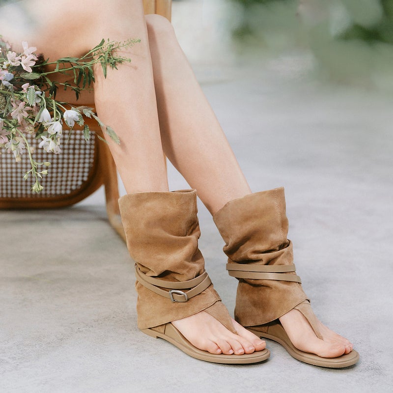2026 summer new Roman toe herringbone pile with raised height, cool boots, thick soled sandals, women's retro strap pants boots - Image 2