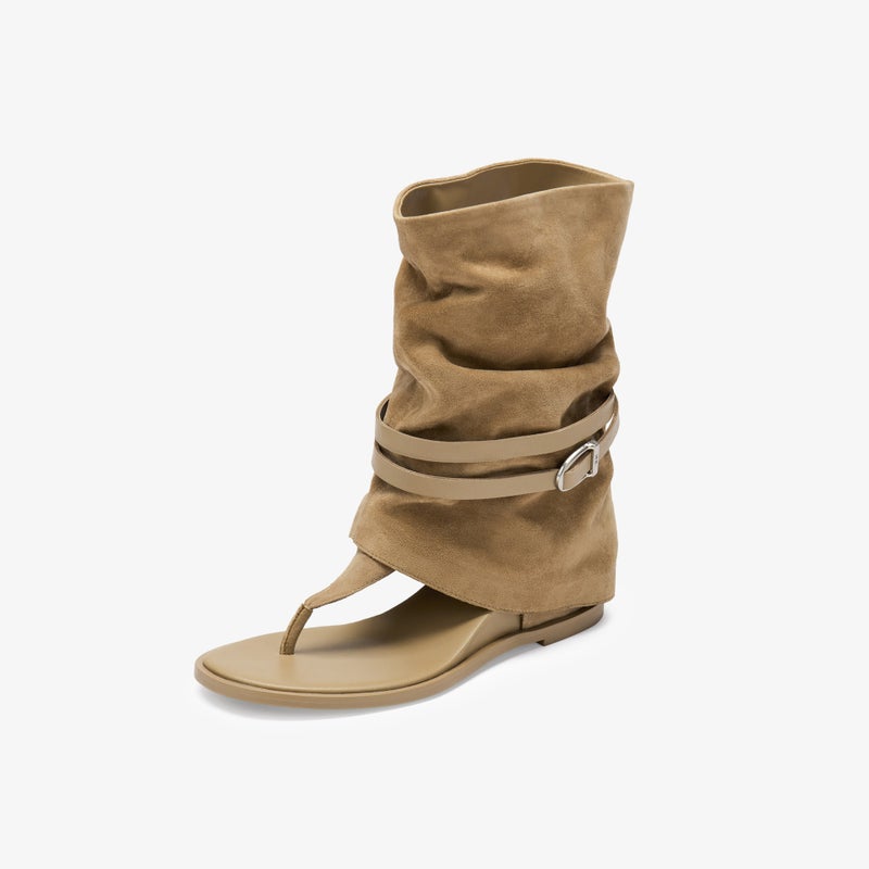 2026 summer new Roman toe herringbone pile with raised height, cool boots, thick soled sandals, women's retro strap pants boots - Image 1