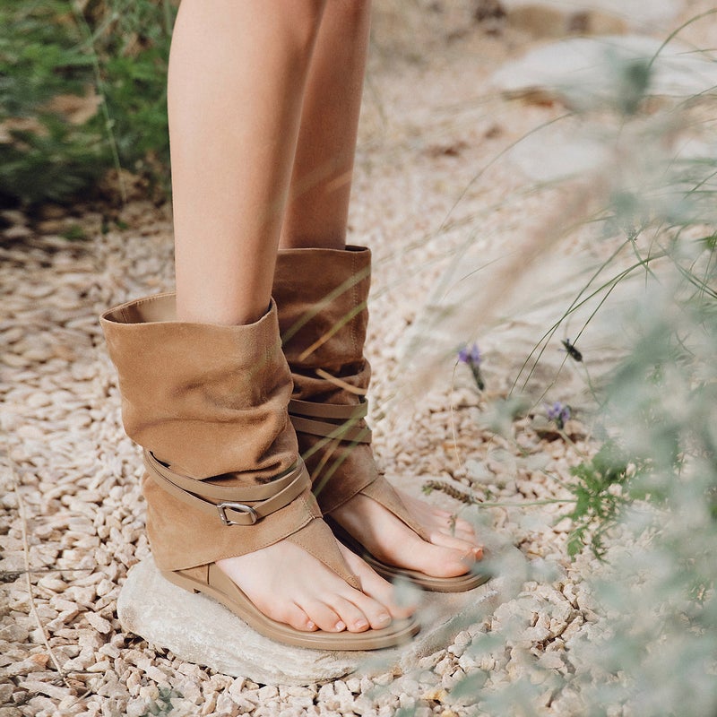 2026 summer new Roman toe herringbone pile with raised height, cool boots, thick soled sandals, women's retro strap pants boots - Image 3