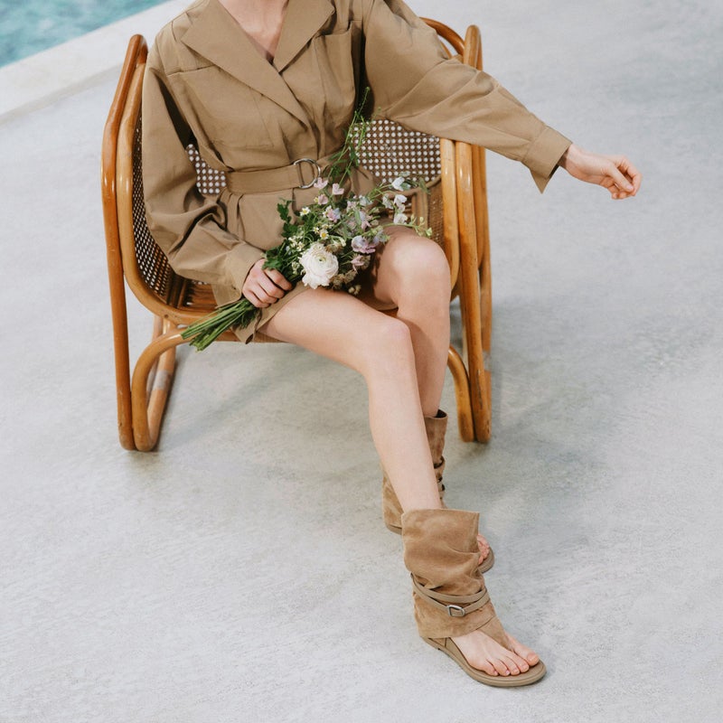 2026 summer new Roman toe herringbone pile with raised height, cool boots, thick soled sandals, women's retro strap pants boots - Image 4
