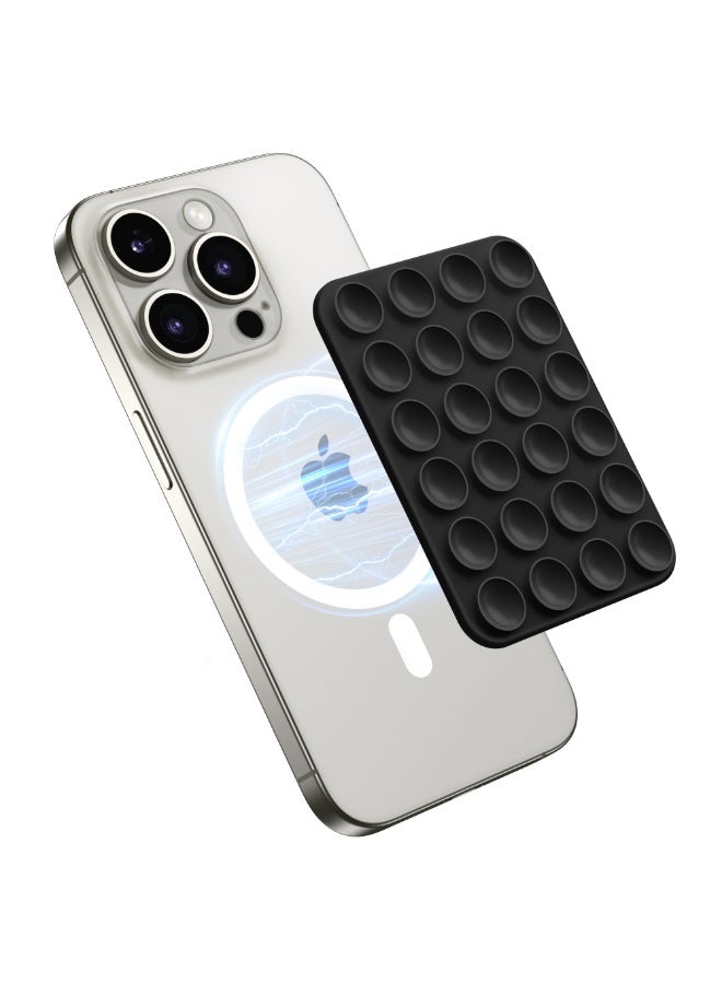 GONEZ Magnetic Suction Cup Phone Mount for MagSafe Case, Removable Silicone Sticky Grip for iPhone 12/13/14/15/16, Hands-Free Selfies and Videos for TikTok & Instagram Influencer/Creator, Black  - Image 1