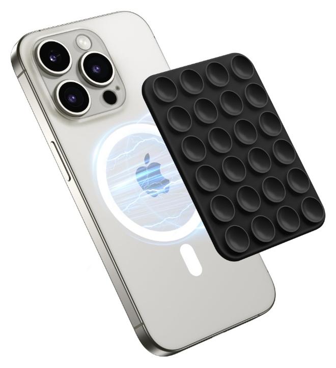 غونيز حامل هاتف مغناطيسي مع كوب شفط لحافظة MagSafe، مقبض لاصق من السيليكون قابل للإزالة لهاتف iPhone 12/13/14/15/16، صور سيلفي ومقاطع فيديو بدون استخدام اليدين لمؤثري/منشئي TikTok وInstagram، أسود - Image 1