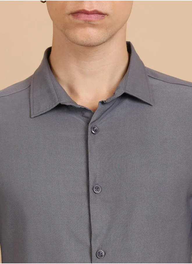 Ketch Slim Fit Spread Collar Casual Shirt by Styli