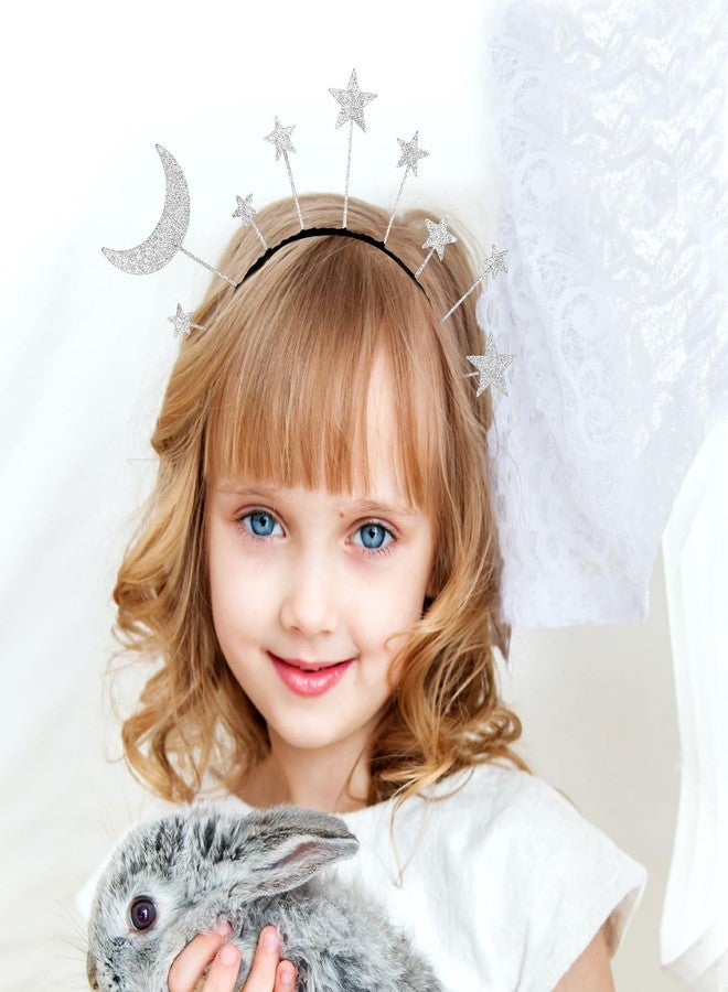 XIHIRCD طوق رأس لامع على شكل نجمة وقمر من XIHIRCD، طوق شعر لامع على شكل نجمة، طوق رأس على شكل هالة من النجوم للنساء والفتيات، مناسب لأعياد الميلاد وحفلات الأزياء التنكرية - Image 5