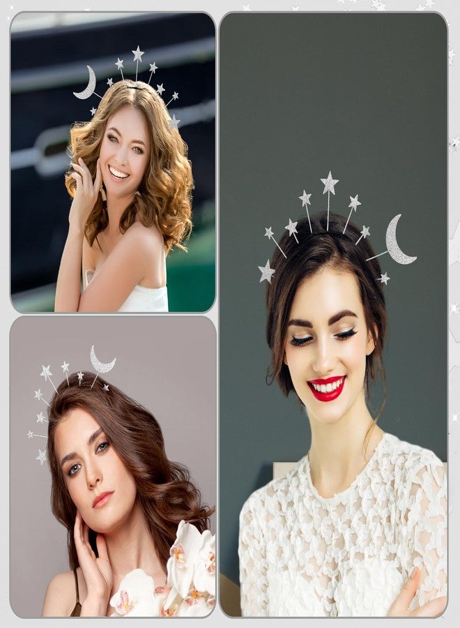 XIHIRCD طوق رأس لامع على شكل نجمة وقمر من XIHIRCD، طوق شعر لامع على شكل نجمة، طوق رأس على شكل هالة من النجوم للنساء والفتيات، مناسب لأعياد الميلاد وحفلات الأزياء التنكرية - Image 4