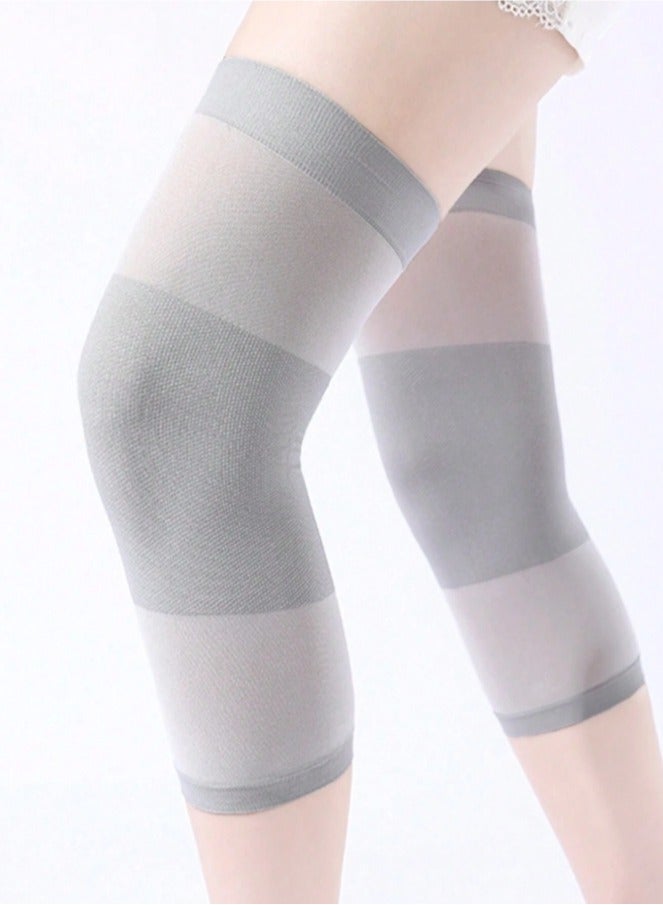 Mmmon Bamboo Compression Knee Sleeves, Knee Brace, Knee Support,Bamboo Knee Cap, Knee Pad for Gym, Running, Basketball,Sports, Joint Pain Relief, Injury Recovery (Grey) - Image 1