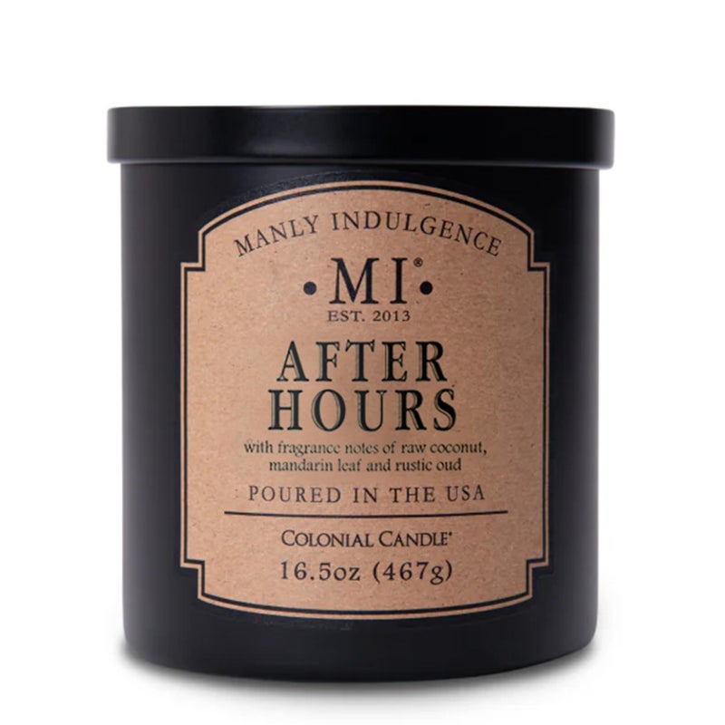 Manly Indulgence After Hours Scented Candles for Men 165 oz Single Wick Premium Soy Blend Wax 60H Burn Candles for Home Scented Made in The USA