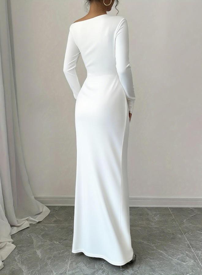Take Two Solid White Bodycon Maxi Dress - Image 2
