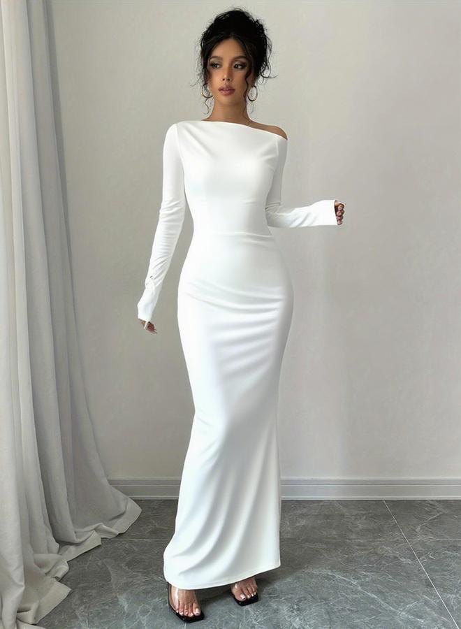 Take Two Solid White Bodycon Maxi Dress - Image 5