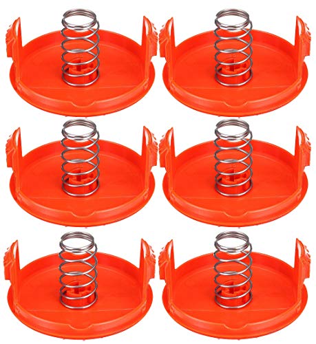 BOOTOP PIN Trimmer Replacement Spool Cap - Replace RC-100-P, RC100P, 385022-03 - Compatible with Black and Decker - Weed Eater Cover - Weed Wacker Caps - Grass Trimmer Parts (6 Cap, 6 Spring) by BOOTOP - Image 1