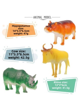 10-15cm Hollow Plastic Pvc Model Giraffe Elephant Lion Tiger Rhino Simulation Animal Toy-Color:Rhino + Hippo + Cow - pzsku/Z0186768D2387512E9A04Z/45/_/1740985891/46bf3ef0-0694-4291-a544-7d2655b3f98e
