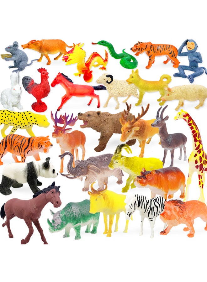 10-15cm Hollow Plastic Pvc Model Giraffe Elephant Lion Tiger Rhino Simulation Animal Toy-Color:Rhino + Hippo + Cow