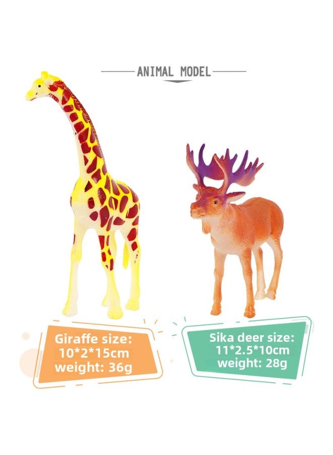 10-15cm Hollow Plastic Pvc Model Giraffe Elephant Lion Tiger Rhino Simulation Animal Toy-Color:Rhino + Hippo + Cow