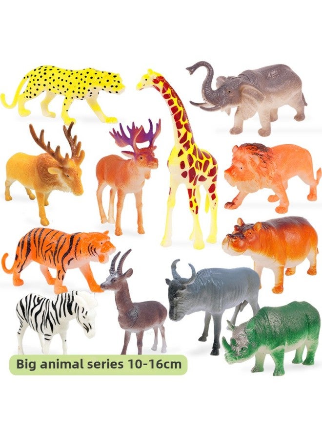 10-15cm Hollow Plastic Pvc Model Giraffe Elephant Lion Tiger Rhino Simulation Animal Toy-Color:Rhino + Hippo + Cow