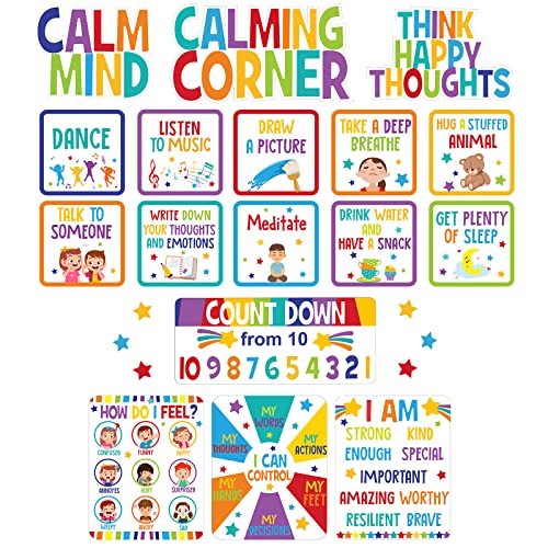Pajean Calm Down Corner Bulletin Board Set for Classroom Decoration Feelings Chart Mental Health Feeling Management Poster for Kindergarten Emotions Poster Decor School(Bright Colors) - Image 1
