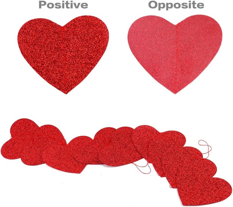 Konsait Valentines Day Decor Glitter Red Love Heart Hanging Decorations String Garland Romantic Wedding Anniversary Bridal Shower Birthday Party Valentines Day Decorations for the Home Party Supplies - Image 3