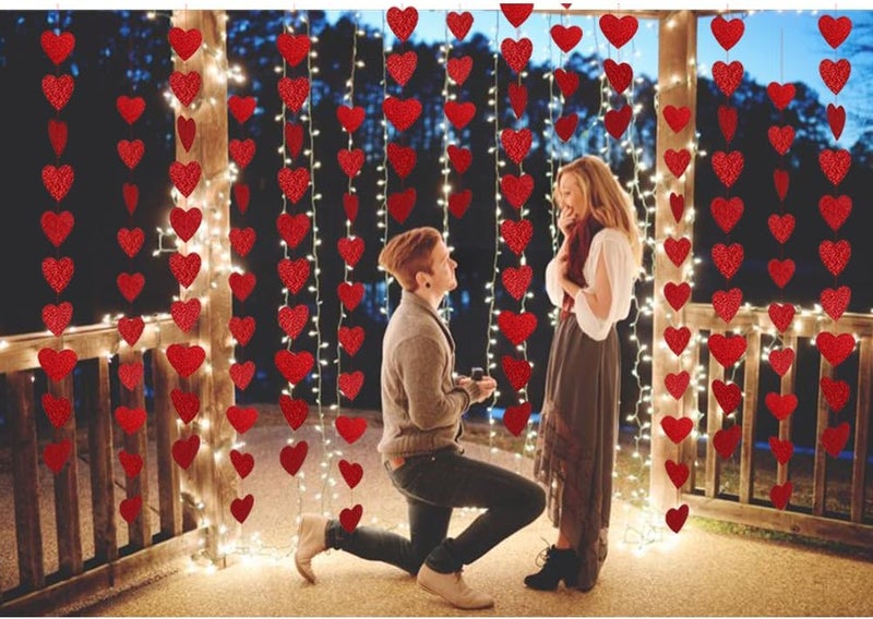 Konsait Valentines Day Decor Glitter Red Love Heart Hanging Decorations String Garland Romantic Wedding Anniversary Bridal Shower Birthday Party Valentines Day Decorations for the Home Party Supplies - Image 4