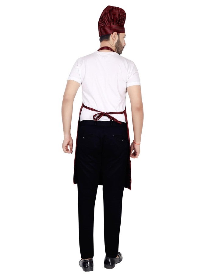 abc garments Poly-Cotton Solid Strap Free Size Chef's Cooking Kitchen Apron with Chef's Cap- 23x30 inch (57x77cm) (Red and Black Strap) - Image 5