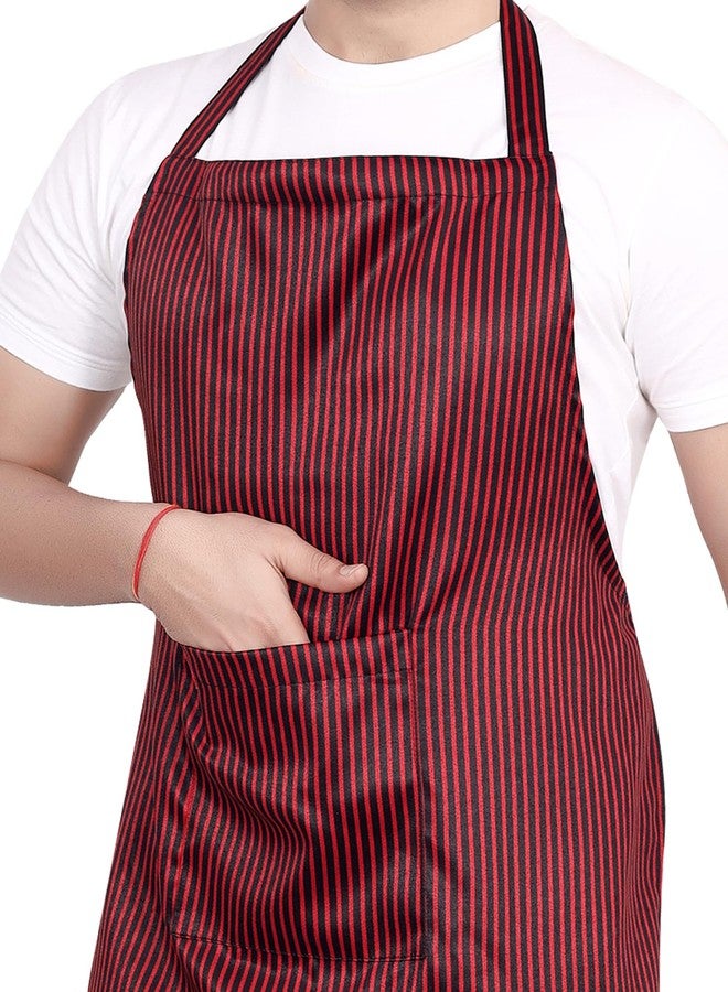 abc garments Poly-Cotton Solid Strap Free Size Chef's Cooking Kitchen Apron with Chef's Cap- 23x30 inch (57x77cm) (Red and Black Strap) - Image 4
