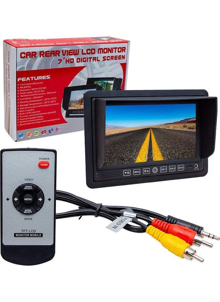 AYT - Powermaster PM-5879 7 Inch 12-24 Volt 3 Channel Auto Monitor with AV Input In-Car Monitor - Image 1