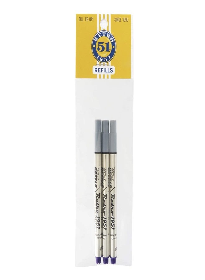 Retro 51 Fountain Pen Refills, Purple, 3-Pack (REF56P-B)