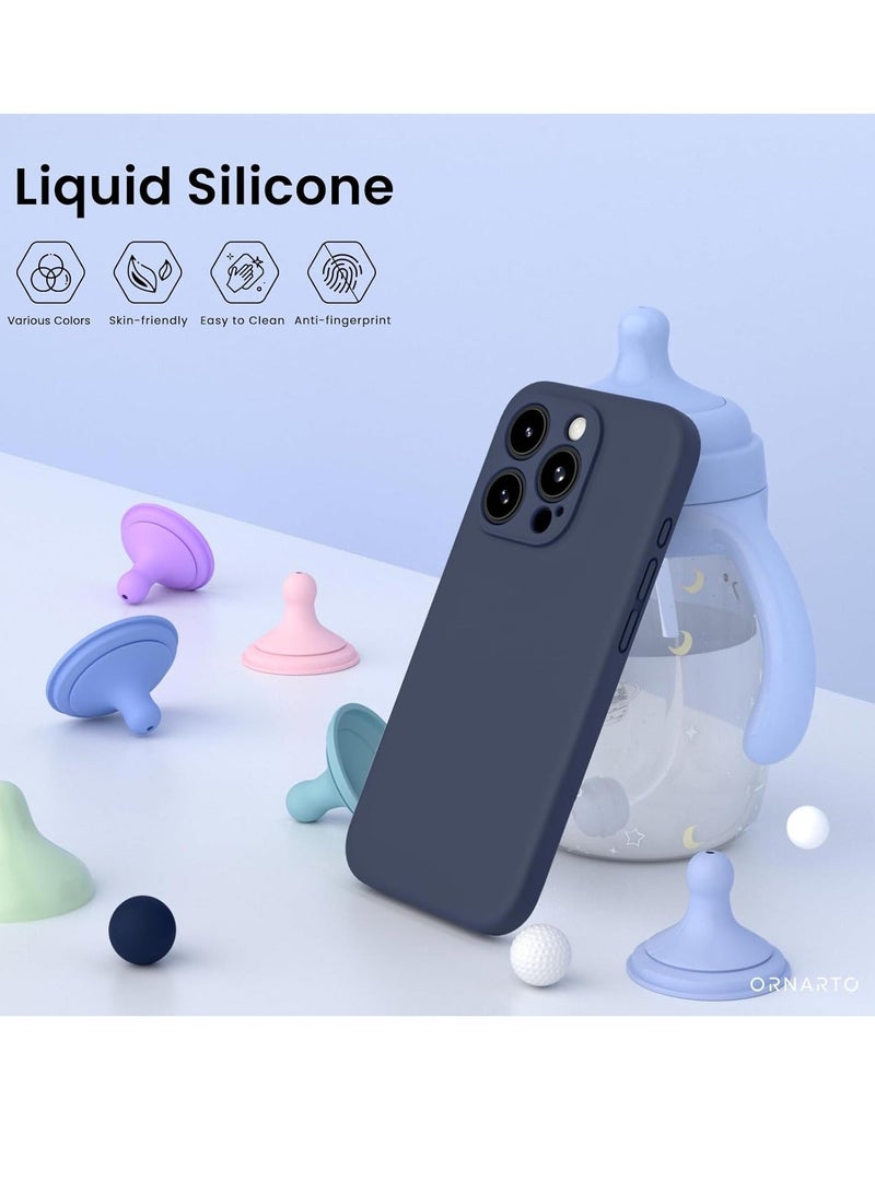 MUNTAQI Compatible with iPhone 15 Pro Max Case Shockproof with 2pcs Screen Protectors, Waterproof Liquid Silicone Rubber Full Cover Protective Case for iPhone 15 Pro Max 6.7 inch-Navy Blue - Image 2