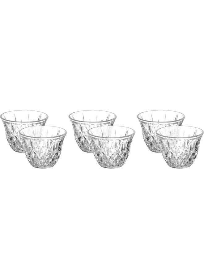 السيف غاليري Arabic Coffee Cups Set In Glass 6 Pieces Transparent - Image 3