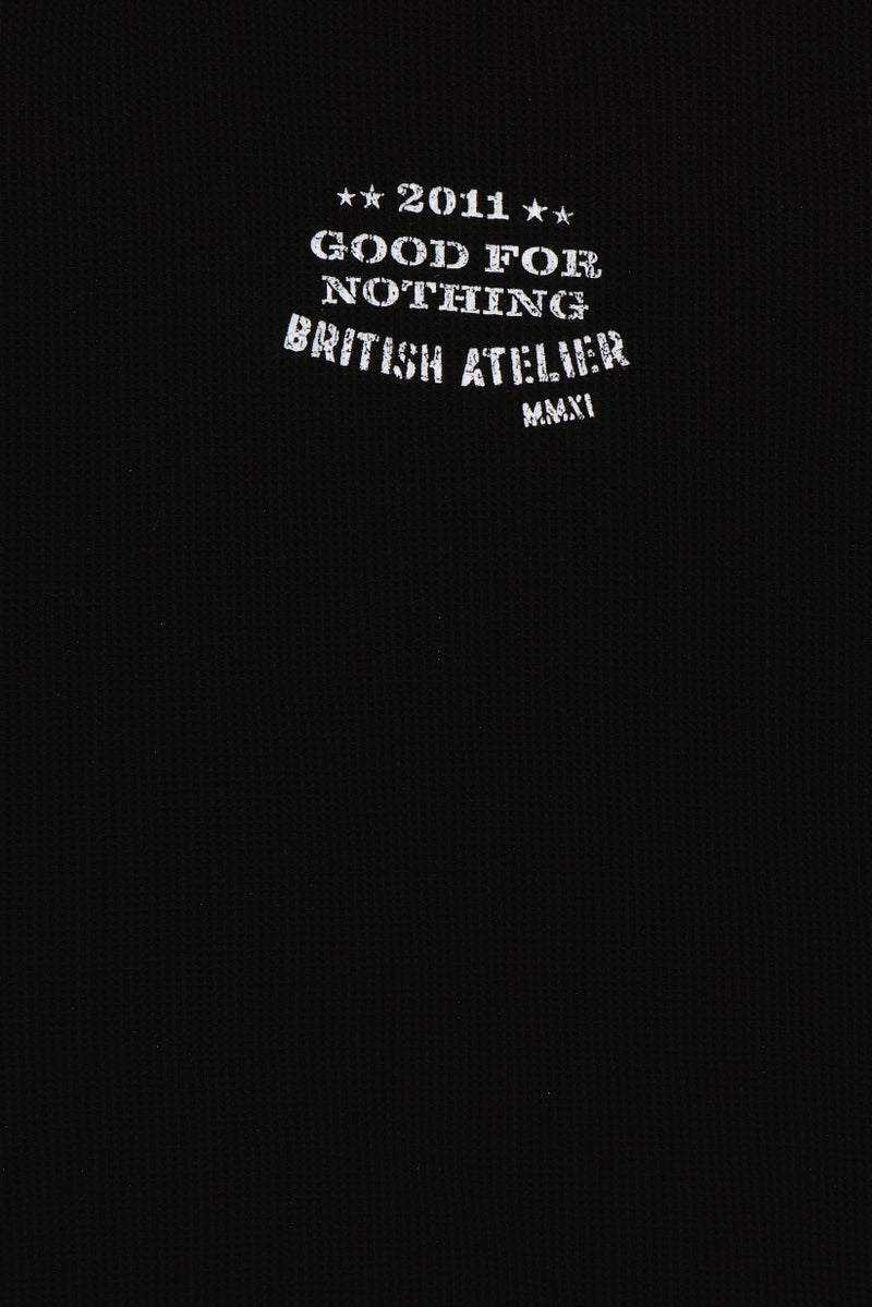 GOOD FOR NOTHING Men Crew Neck Short Sleeve Graphic Print T-Shirt, Black - Image 4