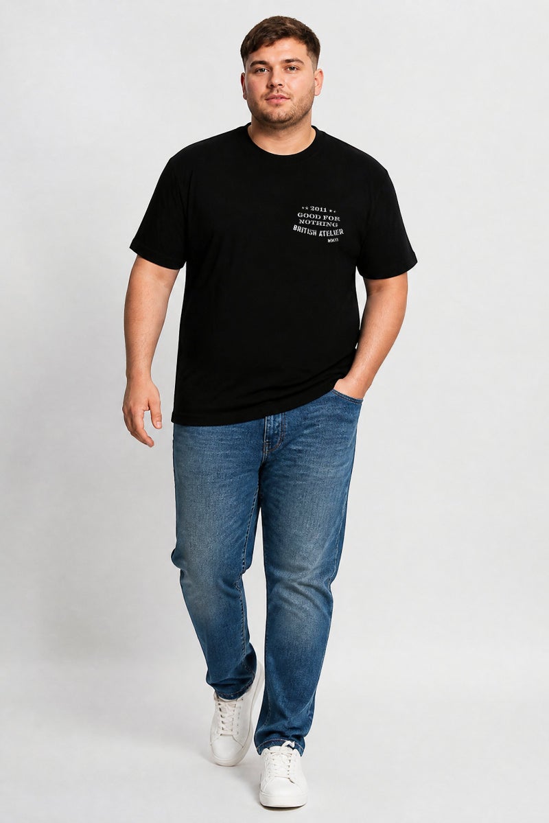 GOOD FOR NOTHING Men Crew Neck Short Sleeve Graphic Print T-Shirt, Black - Image 3